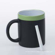 Taza de tiza de cerámica de venta caliente 11oz Taza de tiza negra para leche para leche